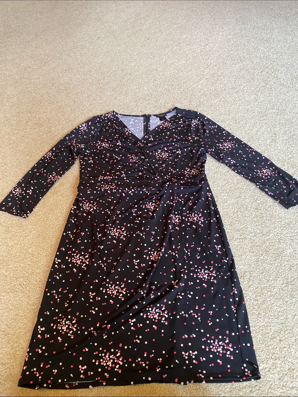 Ann Taylor Black Mini Dress with Pink and White Dot Print